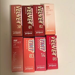 Korean Peripera Velvet and Tint Lip Collection 8 for $32